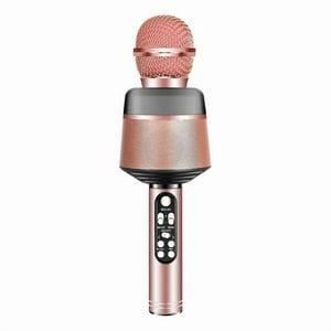 Genérica - Micrófono Inalámbrico Bluetooth Karaoke Led, Oro Rosa