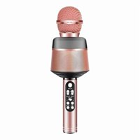 Genérica - Micrófono Inalámbrico Bluetooth Karaoke Led, Oro Rosa