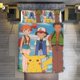 thumbnail image 1 of Pokemon And Ash Friends 3 Piece Sets Full/Queen Size - Reversible Microfiber Quilts with Shams Soft Lightweight Bedspread Coverlet Comforter for All Season Bed Sheets, 1 of 4