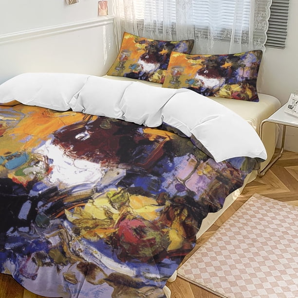 Oil Painting Style 3-Piece Twin Bed Set - Includes 1 Single Comforter And 2 Pillowcases Bedding - Fade Resistant Microfiber - Oil Painting Style