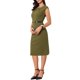 thumbnail image 4 of INSPIRE CHIC Vestido Elegante de Mujer con Mangas Cortas y Cinturón para Trabajar, Vestido Tubo Verde Militar M, 4 of 6