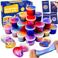 Slime Set Olixmlya Valentines Galaxy Con Tarjetas Para Niños, Paquete De 28