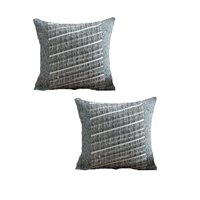 Genérico - Kit De 2 Fundas De Cojin Chenille Con Flecos Gris Oscuro