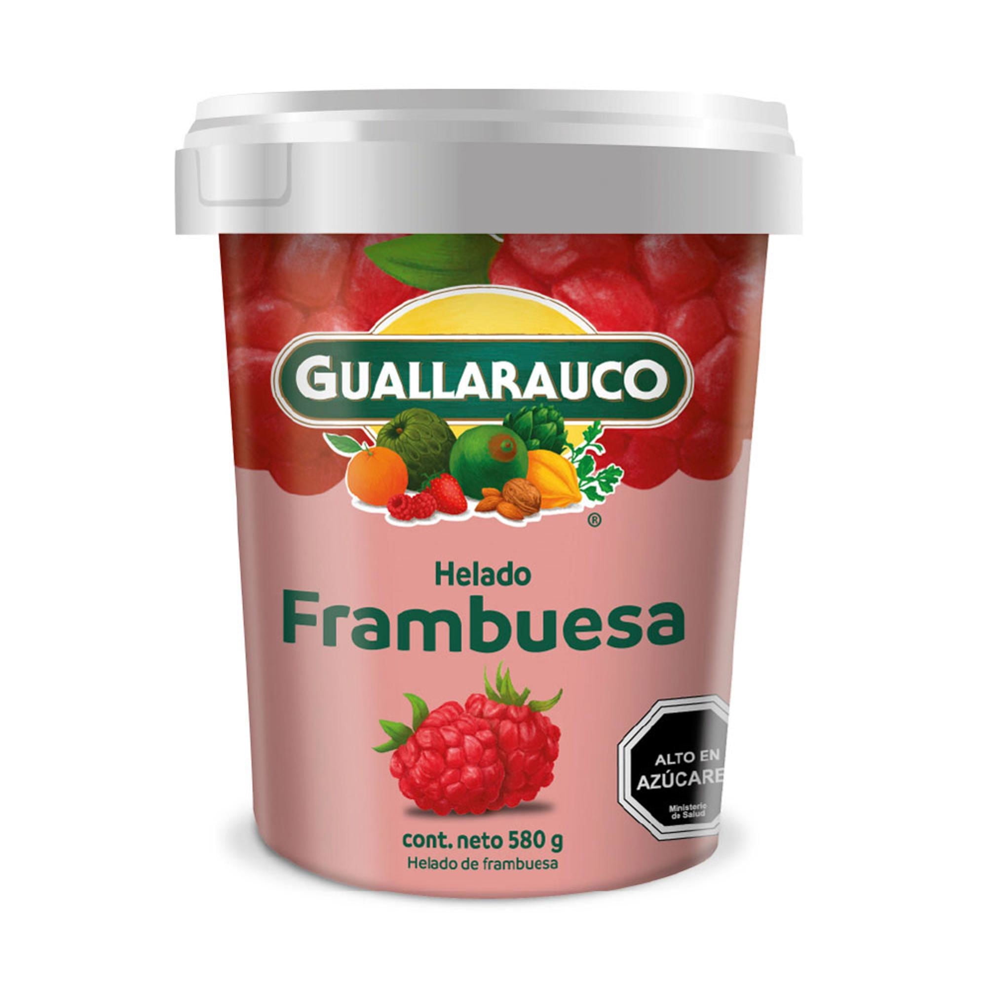 Helado Sabor Frambuesa Pote 580 g Guallarauco