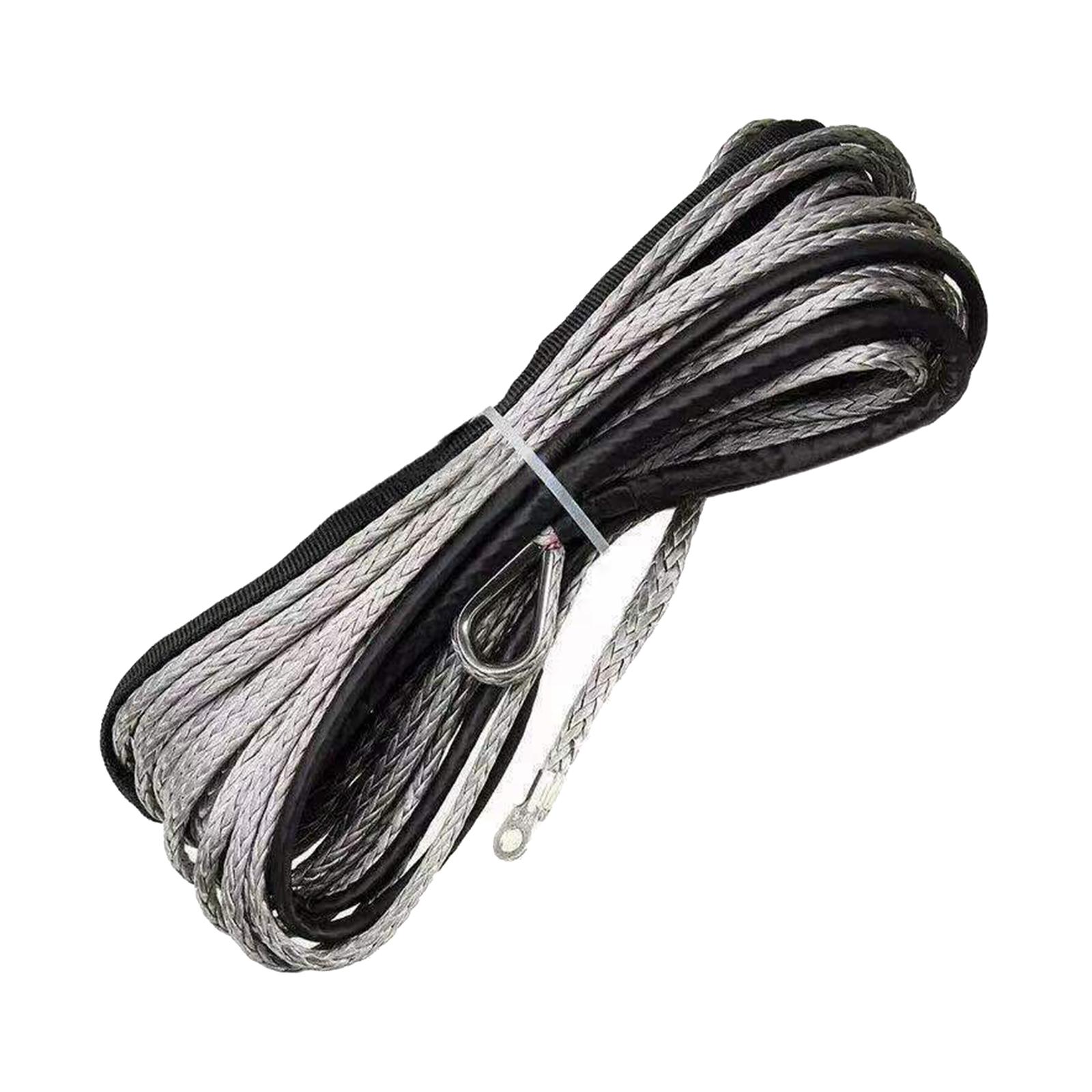Magideal - Cuerda De Cabrestante Sintética De 15 M, Fibra Sintética, Línea De Cadena De Cuerda De Remolque De Vehículos Pesados, Cable De Cabrestante De Remolque Gris