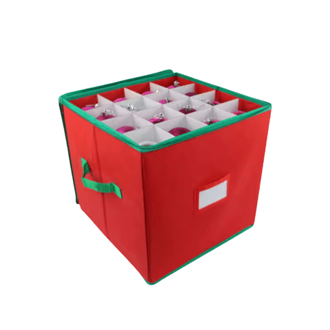 Estilodomus - Caja Organizadora 64 Adornos Navideños Organizador Navidad - Rojo