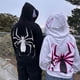 thumbnail image 5 of Sudadera con capucha y cremallera completa con estampado de araña, chaqueta con capucha y estampado de letras de araña Y2K, sudadera estilo gótico punk hip hop (negro, 2XL), 5 of 7