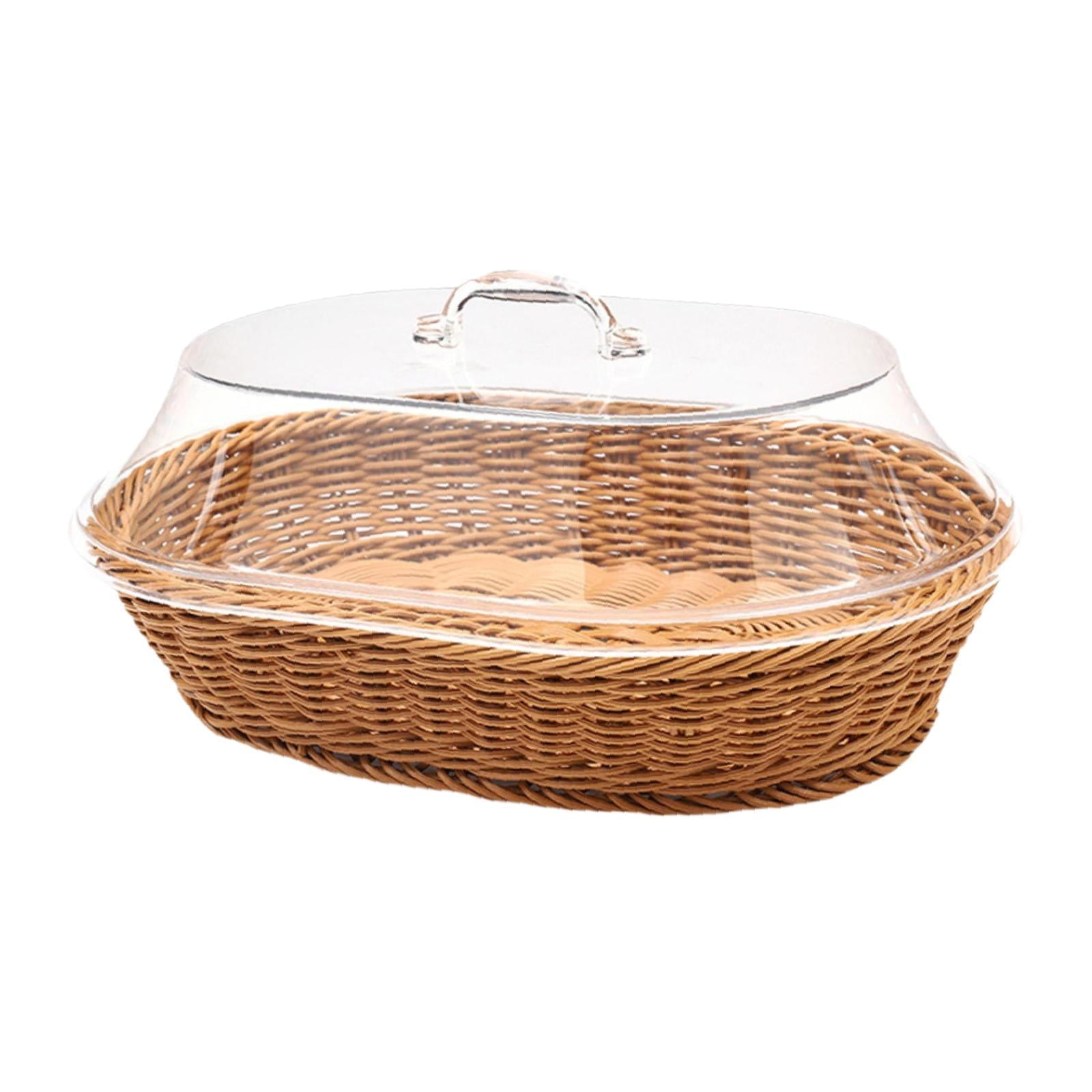 Magideal - Cesta De Mimbre Para Frutas, Cesta De Pan Tejida De Imitación De Ratán, Almacenamiento De Despensa, Cesta Para Servir Alimentos, Estantes Para Cafeter 25cmx35cm