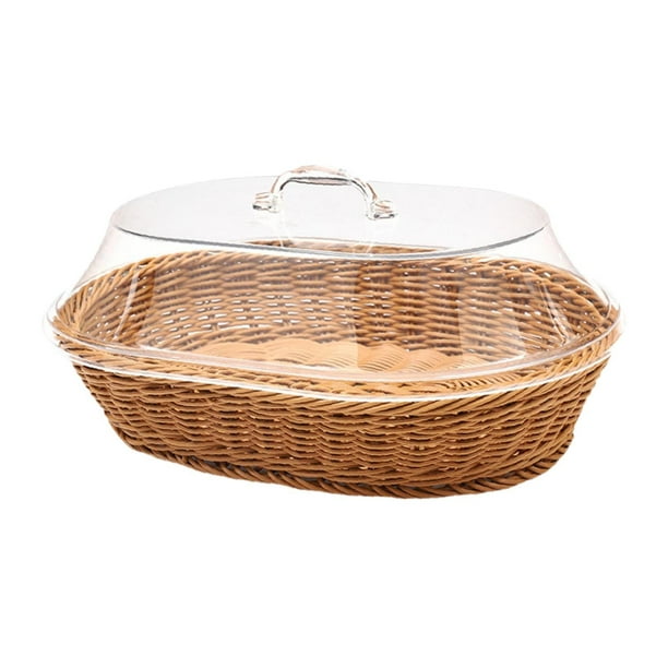 Cesta de mimbre para frutas, cesta de pan tejida de imitación de ratán, almacenamiento de despensa, cesta para servir alimentos, estantes para cafeter 25cmx35cm