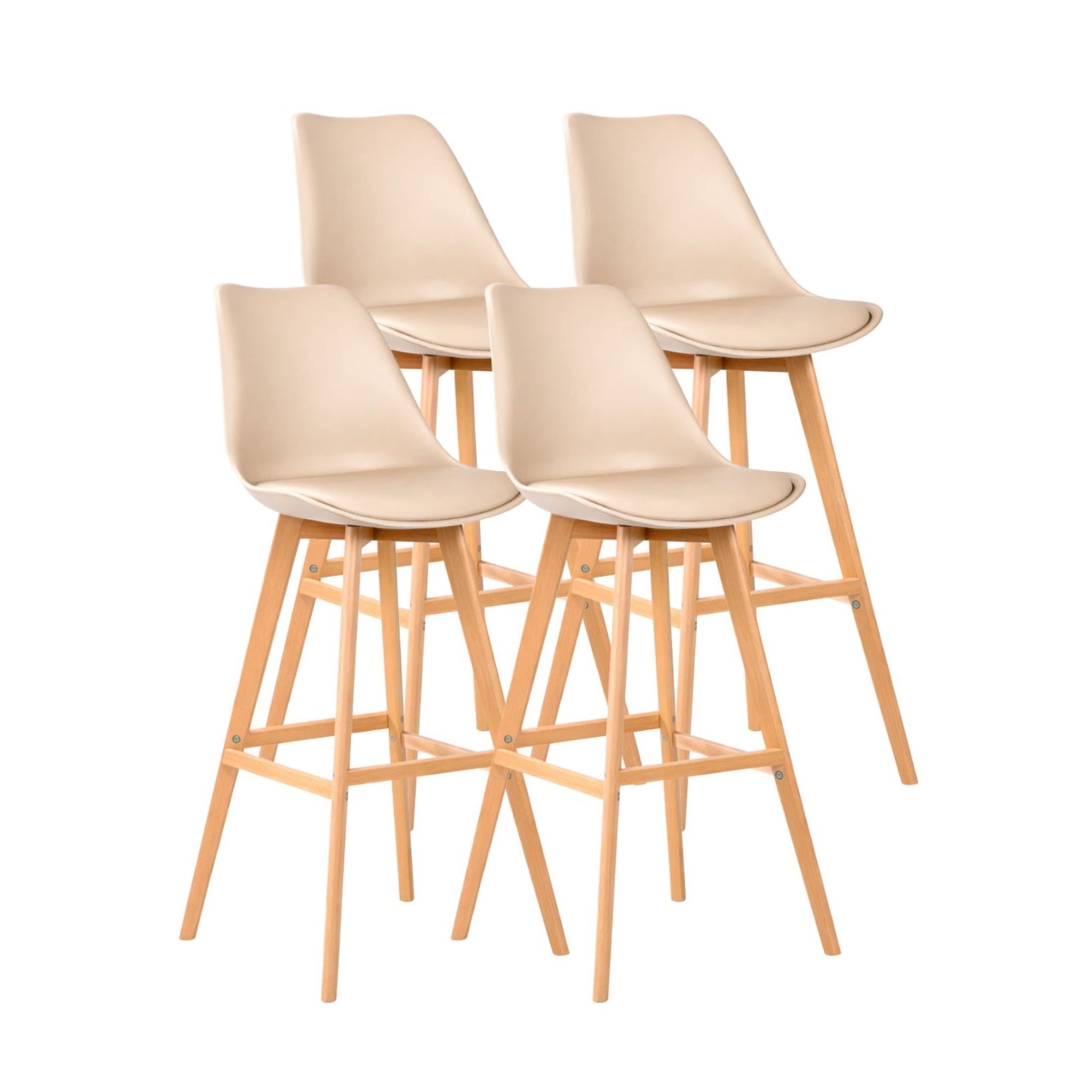 Habita2 Chile - Pack 4 Taburetes Tulip Acolchado 76 Cm Beige