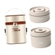 thumbnail image 3 of 2x Fiambrera Aislada Lonchera Redonda Bento Box Para Senderismo Hogar Estudiante Beige, 3 of 5