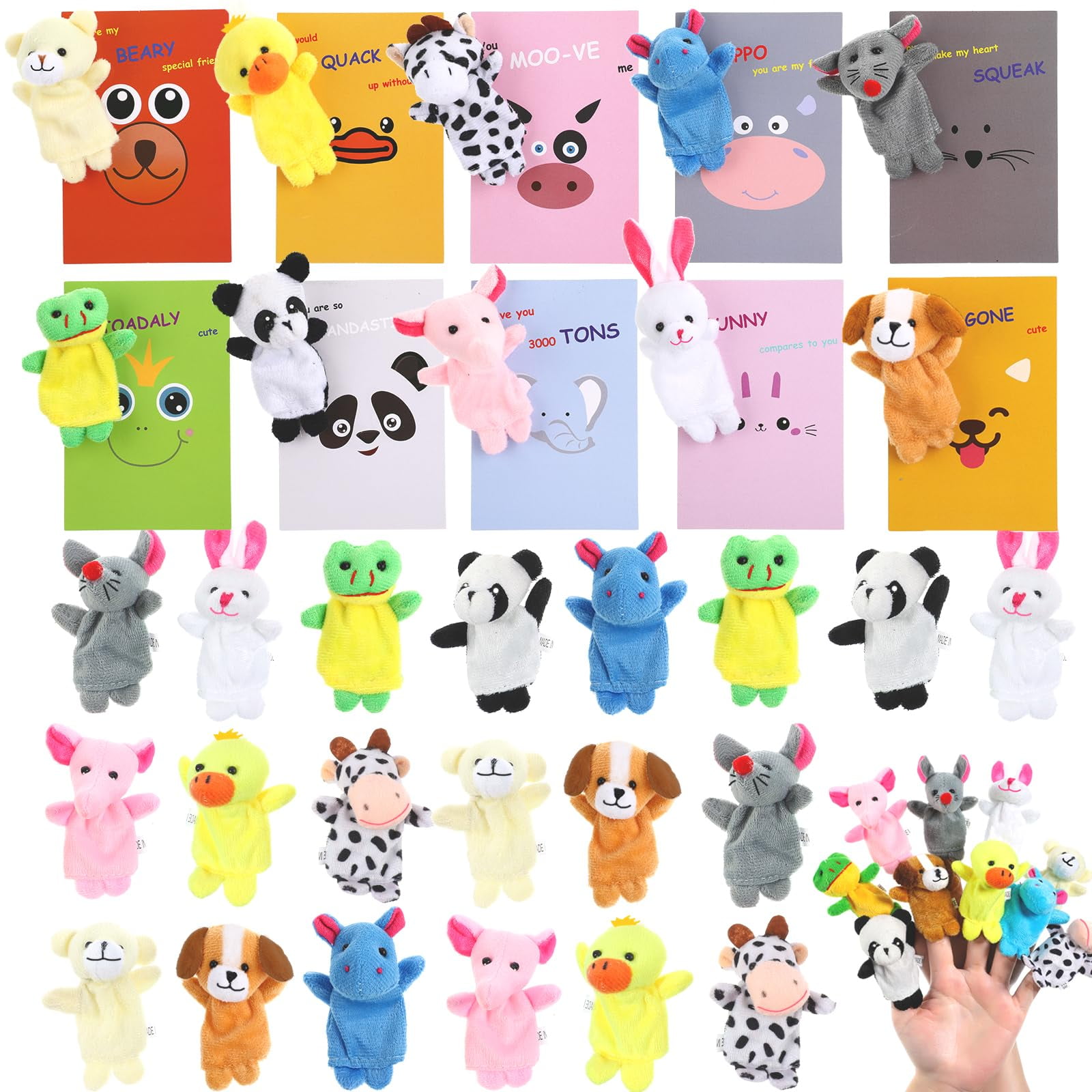 Billmoss - Regalos De San Valentín Para Niños, Paquete De 20 Tarjetas Con Marionetas