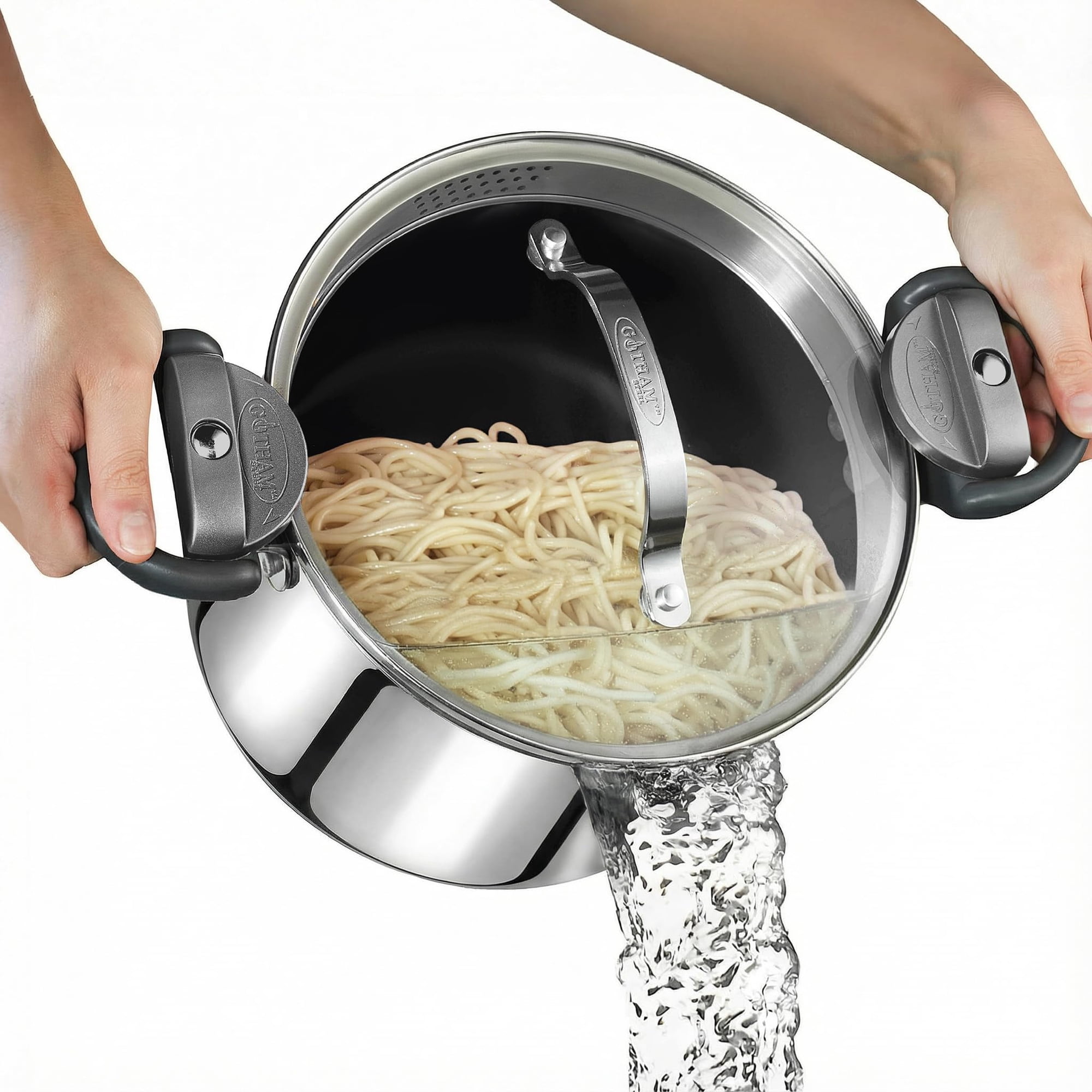 Olla Para Pasta Gotham Steel 8 L Con Tapa Coladora De Acero Inoxidable