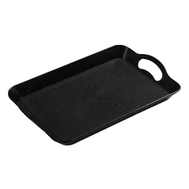 Bandeja para servir comida, refrigerios, práctica bandeja para té y bebidas con asas huecas para regalo de inauguración de la casa, cafetería, cocina, Negro S