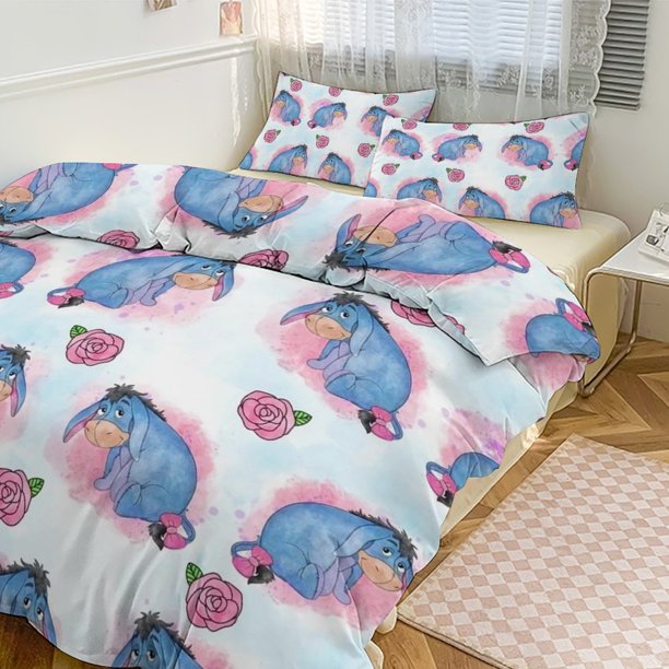 Eeyore Print Bedding Set Pattern Duvet Cove Set 3 Pieces 1 Quilt Cover And 2 Pillowcases for Women Men Teens