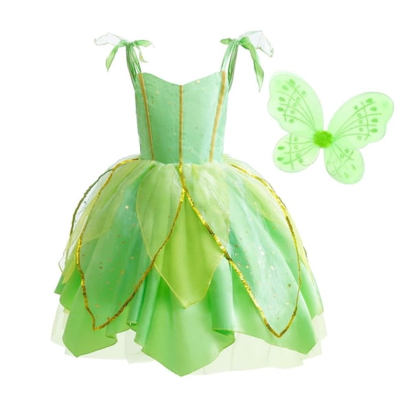 Vestido de disfraz Dressy Daisy Fancy Fairy Green con alas 4T-5T