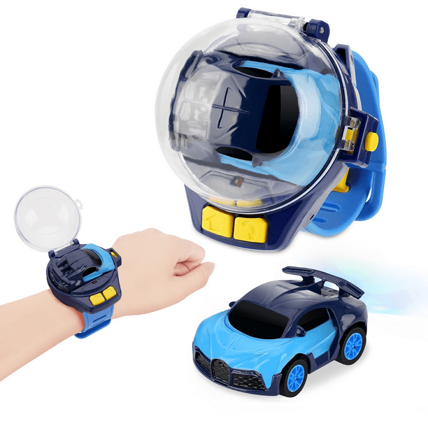 Mini reloj de juguete con control remoto y luz LED, 2,4 GHz, de aleación, para carreras, regalo de cumpleaños para niñas y niños (rosa)
