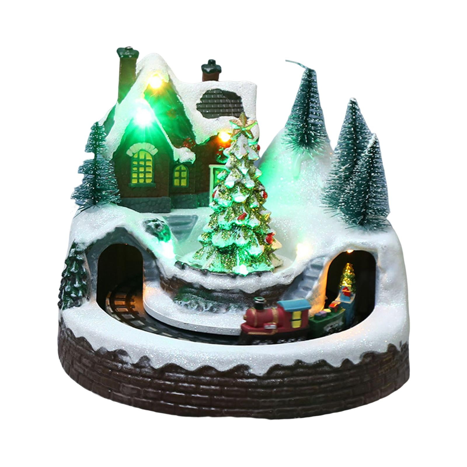 Bothyi - Escena De Navidad Casa De Pueblo Edificio Giratorio Para Dormitorio Interior Adorno Árbol De Navidad