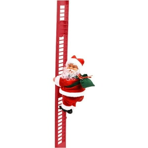 Veat00L - Santa Claus Subiendo Escalera Eléctrica Con Luces, Juguete De Muñeco De Santa Claus, Adornos Creativos De Navidad, Decoración De Árbol De Navidad