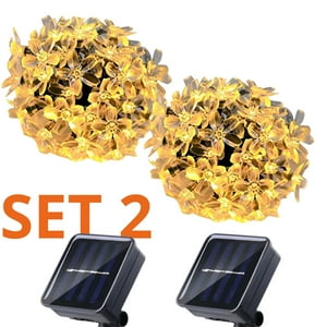 Genérico - Set 2 Guirnalda Solar Flor Calida 50 Led Decoracion 7 Metros