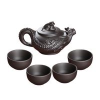 Magideal - Juego De Té Teaware Hecho A Mano Práctico Resistente A Altas Temperaturas Juego De Tetera Y Taza Para El Hogar Para Viajes De Oficina Casa De Té Hotel Negro