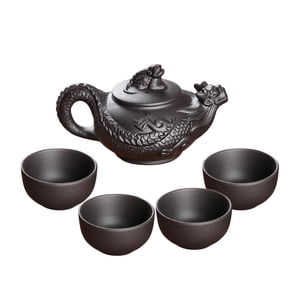 Magideal - Juego De Té Teaware Hecho A Mano Práctico Resistente A Altas Temperaturas Juego De Tetera Y Taza Para El Hogar Para Viajes De Oficina Casa De Té Hotel Negro