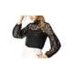 thumbnail image 1 of INSPIRE CHIC Blusa Transparente de Encaje Floral para Mujer con Cuello Alto y Mangas Largas Abullonadas L Negro, 1 of 6