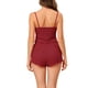 thumbnail image 3 of INSPIRE CHIC Conjunto de Pijama de Punto para Mujer Regreso a Clases Camiseta de Tirantes Finos y Pantalones Cortos con Decoración de Lazo para Primavera Verano XS Rojo, 3 of 6