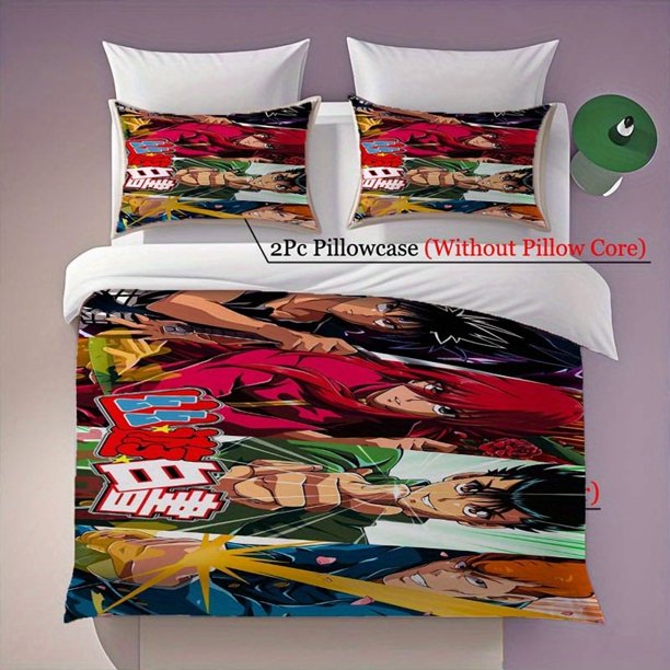 3pcs Yuyu Hakusho Comic Book Series Themed Bedding Three-Piece Set Quilt Cover And Pillowcase Set Soft And Comfortable