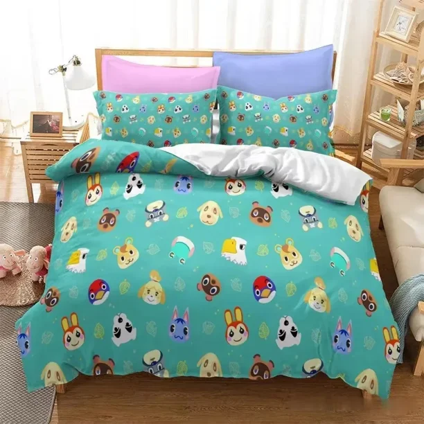 v357 Bed Sheets New Game Animal Crossing Digital Printing Bedding Set Boys Cute Duvet Cover Set Bed Set Bed Linens Twin Full Queen King Size 3-Piece Bedding Set (1 Duvet Cover + 2 Pillow Shams) Bed Sh