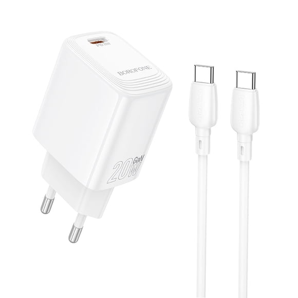 Cargador Rápido GaN Borofone 20W USB-C Carga Inteligente