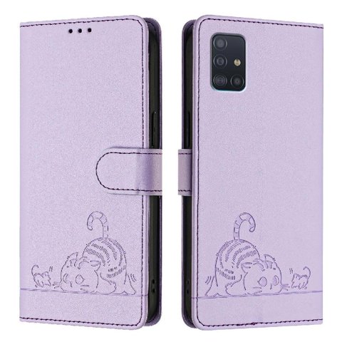 Funda Tipo Cartera Foxdock Para Samsung Galaxy A51 4G Con Soporte, Ranuras, Rfid, Diseño De Gato