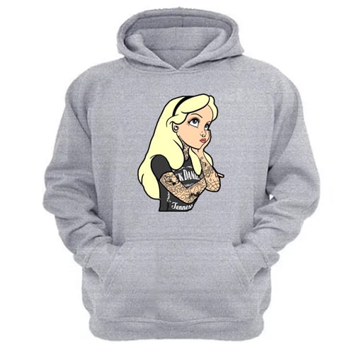 Genérico - Polerón Canguro Alicia Rock & Roll Gris Claro Talla S Unisex