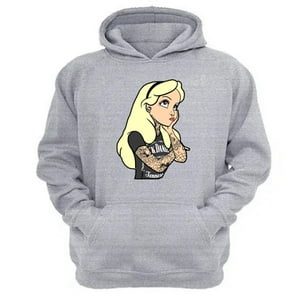 Genérico - Polerón Canguro Alicia Rock & Roll Gris Claro Talla S Unisex