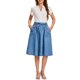 thumbnail image 2 of INSPIRE CHIC Falda Midi de Mezclilla para Mujer con Cintura Elástica con Cordón, Falda de Jean en Línea A con Bolsillos y Dobladillo Acampanado S Azul Cielo, 2 of 6