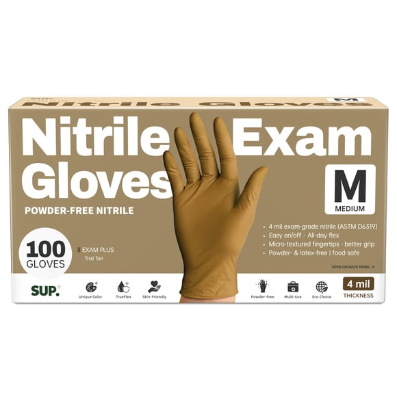 Guantes de Nitrilo Supmedic 100 uds (M) Trail Tan sin polvo y sin látex