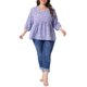thumbnail image 2 of Agnes Orinda Blusas de Mujer Talla Grande Babydoll Cuello en V Mangas 3/4 de Linterna Camisas Florales Blusas Peplum 4X Púrpura, 2 of 6