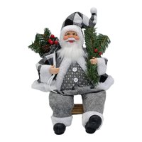 Bothyi - Figura De Papá Noel Con Bolsa De Regalo Y Regalos Para Decoración De Oficina Navideña Gris