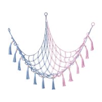 Magideal - Hamaca De Juguete Triángulo Animal De Peluche Hamaca Tejida A Mano Boho Macrame Organizador De Juguetes Exhibición Colgando Juguetes De Peluche Titula Azul