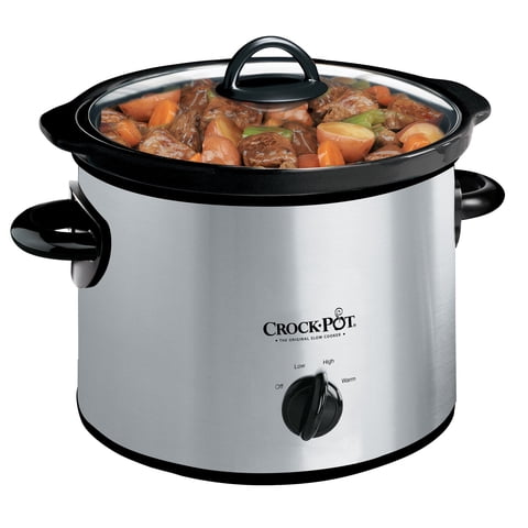 Olla De Cocción Lenta Manual Crock Pot 3 Cuartos Acero Inoxidable Negro