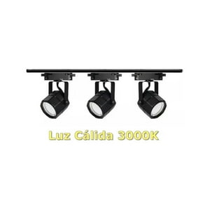 Presente - Lámpara Riel 3 Focos Hexagonal Luz Cálida 1Mt Negro Moderno