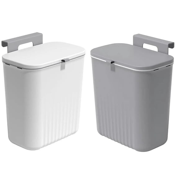 2pcs Cubo de Basura Colgante,Cubo de Basura con Tapa para Interior y Cocina,Cesto de Basura de Pared de Cocina,Cubo de basura para encimera,Deslizante Abierto,Para Baño,Dormitorio,Oficina