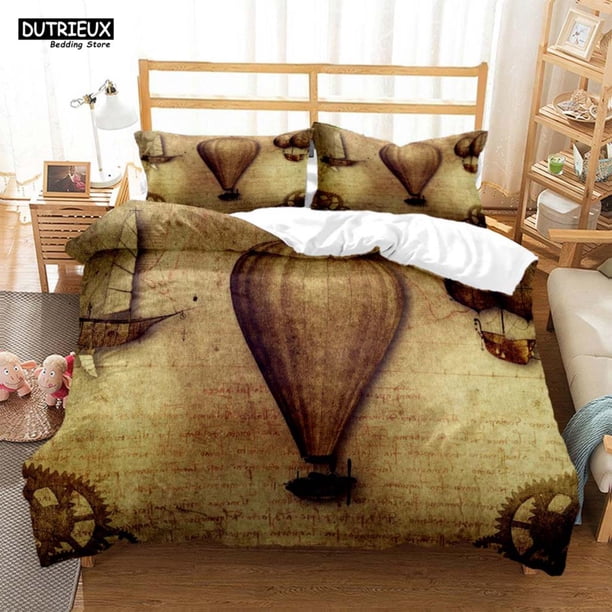 v1305 Bed Sheets Vintage Style Navigation mapPrinted Polyester Bedding Soft And Comfortable Customizable Comforter Bedding Sets 3-Piece Bedding Set (1 Duvet Cover + 2 Pillow Shams) Bed Sheets ju1305