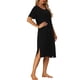 thumbnail image 4 of INSPIRE CHIC Camisón de Mujer de Rayón con Cuello en V, Suave y Sedoso, de Manga Corta, Camiseta de Dormir Midi con Bolsillos, Vestido Ligero para Estar en Casa, Talla S Negro, 4 of 6