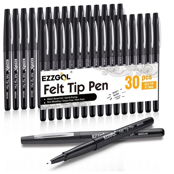 Marcador Ezzgol 30 unidades negro punta fina