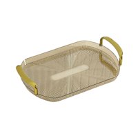 Bothyi - Bandeja De Servicio Con Asas Doradas Bandeja De Cosméticos Decorativa Para Comidas, Refrigerios Marrón Claro