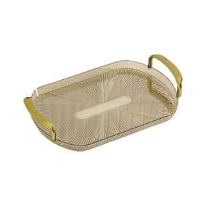 Bothyi - Bandeja De Servicio Con Asas Doradas Bandeja De Cosméticos Decorativa Para Comidas, Refrigerios Marrón Claro