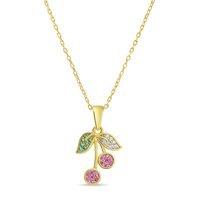 Tiana Joyas - Collar De Cereza Con Circones De Plata 925 Enchapado En Oro 18K