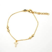 Tiana Joyas - Pulsera Con Una Cruz Y Circones De Plata 925 Enchapada En Oro De 18K