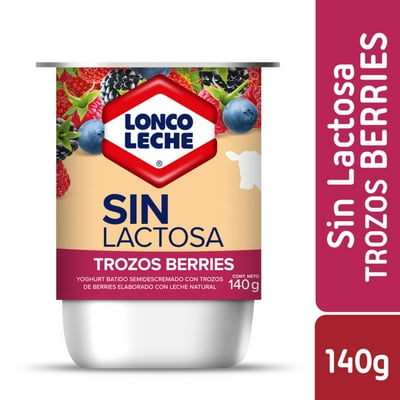 Yoghurt Batido Sin Lactosa Con Trozos Sabor Berries Pote 140 G Loncoleche